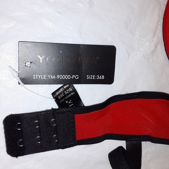 Youmita Goji Berry/Black Two Tone Tie Up 36B Bra NWT - Picture 6 of 9